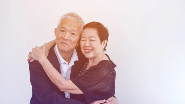 Feliz Sonrisa Asiática Pareja Ancianos Traje Negocios Pyme Propietario Familia — Foto de Stock