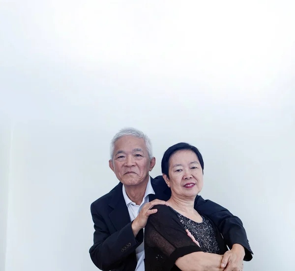 Feliz Sonrisa Asiática Pareja Ancianos Traje Negocios Pyme Propietario Familia — Foto de Stock