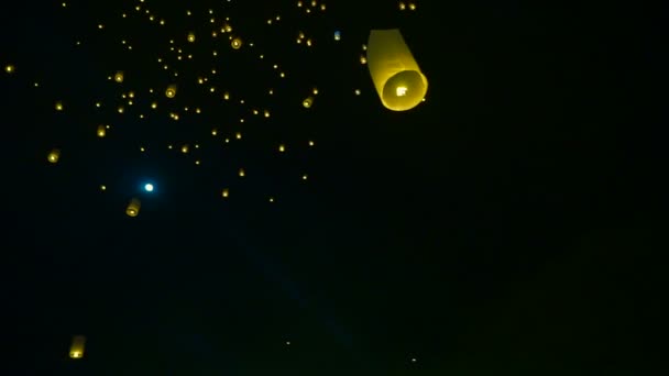 Chiang Mai Thailand Loy Krathong Peng Festival Massale Lantaarn Versie — Stockvideo