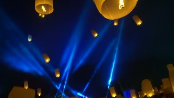 Chiang Mai Tailândia Loy Krathong Peng Festival Lançamento Lanterna Massa — Vídeo de Stock
