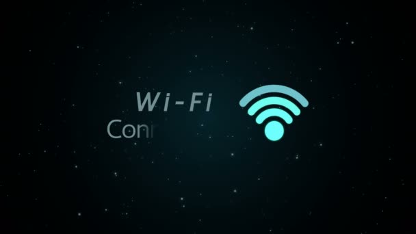 未来派蓝色 Wifi 图标连接 照亮星系恒星的空间背景 — 图库视频影像