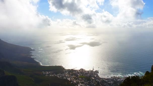 Sudáfrica Hermoso Horizonte Bahía Detrás Montaña Mesa — Vídeo de stock