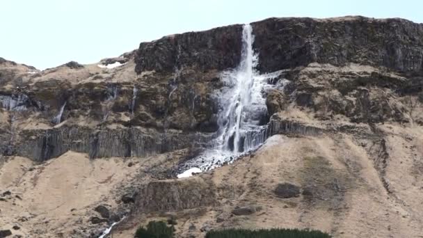 Majestätisch Hoher Fall Island Zeitlupe — Stockvideo