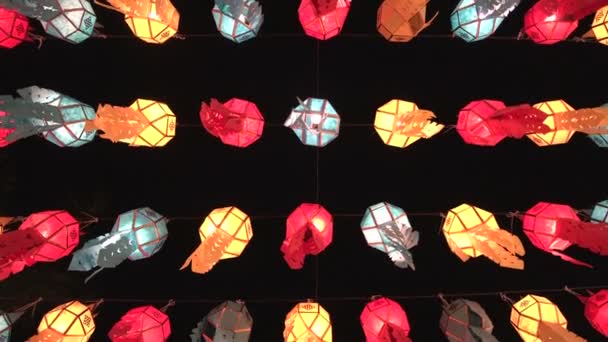 Light Papaer Lanterns Festival Decoration Tunnel Thailand — Stock Video