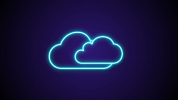 Movimento Gráfico Lua Mostrar Atrás Neon Nuvem Wether Ícone Animação — Vídeo de Stock