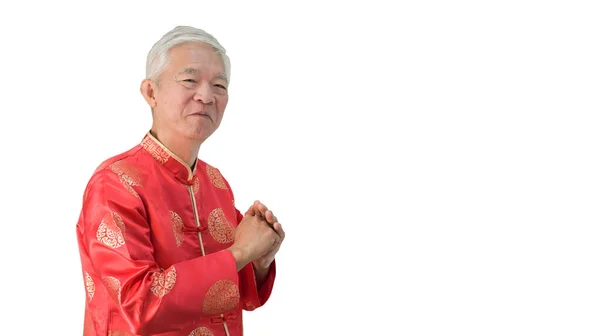 Asiatiska senior kinesiska nyåret gest fest glad — Stockfoto