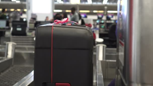 Bagage Check Taggning Bifoga Före Lastning — Stockvideo