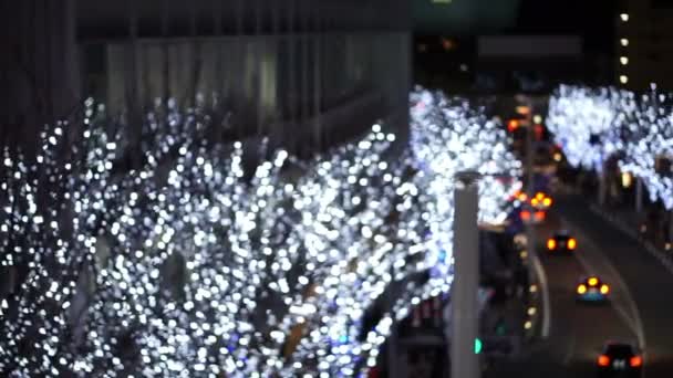 Borrão Tiro Luz Iluminação Natal Roppongi Hills Tokyo Landmark — Vídeo de Stock