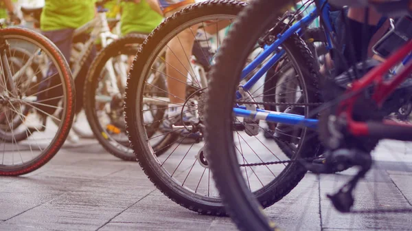 Bycycle race tournament abstract wheels in speed — Stock Photo, Image