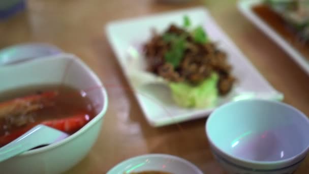 Squid Яні Креветки Бритва Китайська Кухня Гурманів — стокове відео