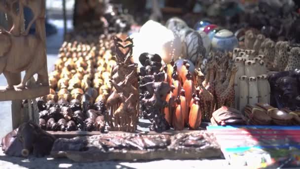 Южноафриканские Сувениры Дерева Анимал Другие Изделия Ручной Работы — стоковое видео