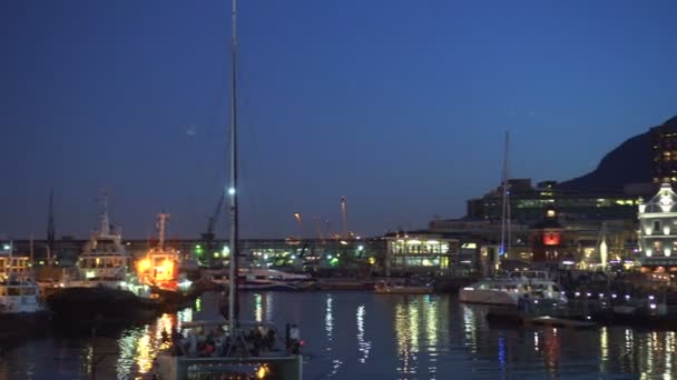 Ciudad Del Cabo Sudáfrica Ene 2019 Waterfront Night New Year — Vídeo de stock