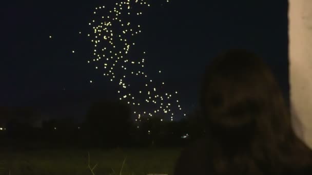 Tourist Woman Szczęśliwy Doświadczenie Tajlandia Loy Krathong Lantern Festival — Wideo stockowe