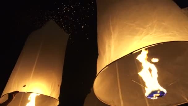 Peng Lanterns Release Loy Krathong Festival Thailand — стоковое видео