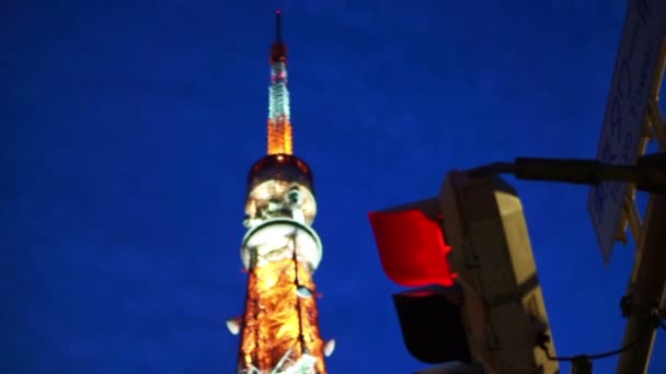 Tokio Japonsko Září 2019 Tokijská Věž Noci Večer Provozem Červené — Stock video