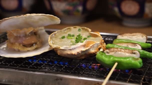 Comida Japonesa Kani Miso Grilling Crab Internals Colar — Vídeo de Stock