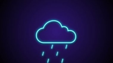 Yağmur Ve Thunder Neon bulut simgesi hareket grafik Animasyon