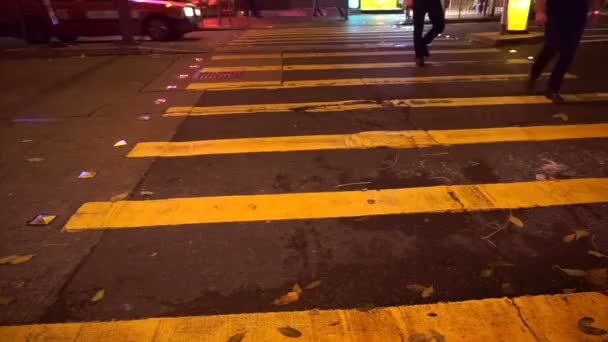 Гонконг Нічного Життя Неоновий Світло Вулиця Блокування Серця — стокове відео