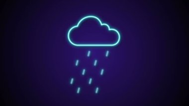 Neon Bulutu Yağmurlu Simge Canlandırma Grafiği