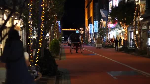 Tokio, Japonsko-24 dec 2016-Asakusa rikša vyhlídkové služby na Štědrý večer — Stock video