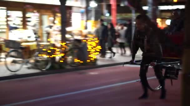 Tokyo, Japan - 24 Dec 2016 - Asakusa rickshaw sightseeing on christmas eve night — Stock Video