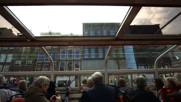 Amsterdã Holanda Abr 2017 Anne Frank House View Tourist Boat — Vídeo de Stock