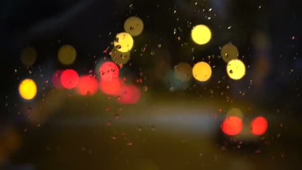 Bokeh Transporte Autobús Escena Noche — Vídeo de stock