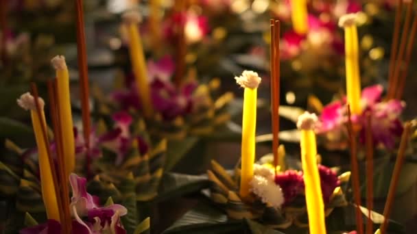 Nákup Krathong Thajsku Pro Festival Ekologicky Šetrných Krmiv — Stock video