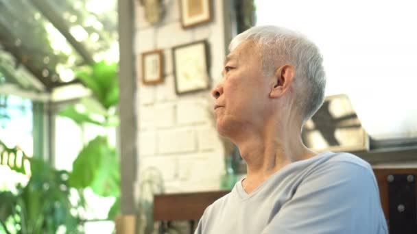 Asiatico Senior Uomo Stress Pensare Finace Casa — Video Stock