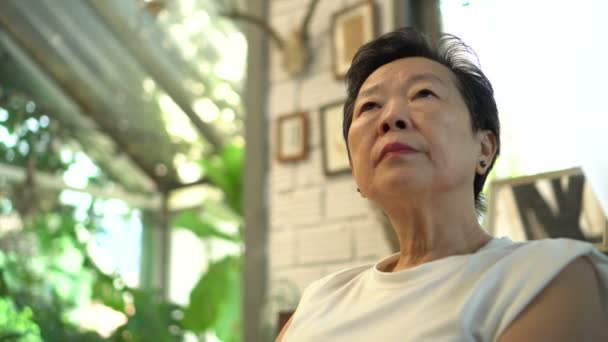 Chinese Senior Vrouw Zorgen Stress Gezondheidsproblemen — Stockvideo