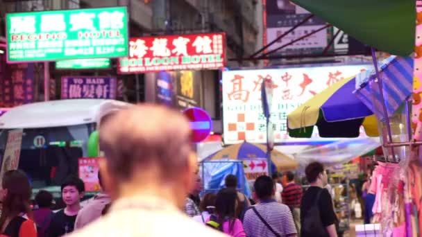 Hong Kong Apr 2017 Segnaletica Neon Colorata Vista Vicino — Video Stock