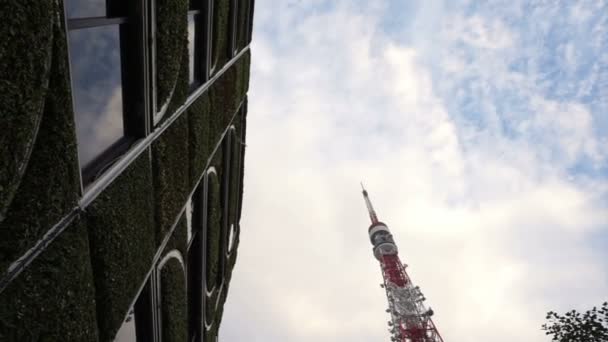 Tokio Japón Sep 2017 Torre Tokio Con Arquitectura Pared Vertical — Vídeos de Stock