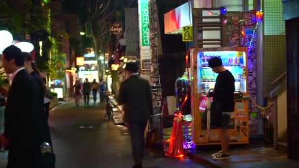 Tokyo Giappone Set 2016 Vista Vicolo Locale Notte Dopo Orario — Video Stock