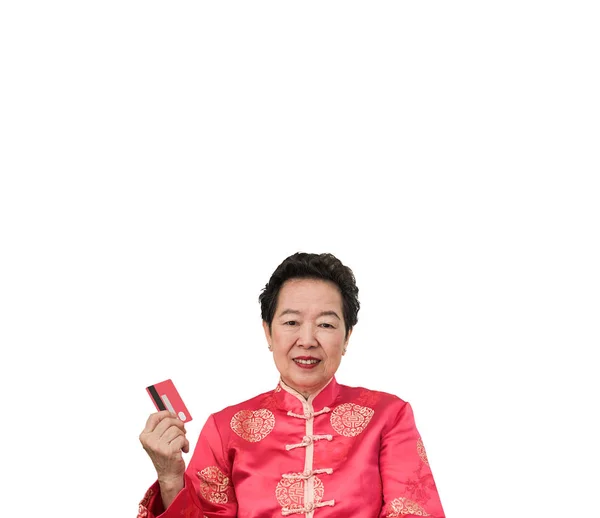 Chinese Senior ouderen besteden creditcard online eCommerce KSTE — Stockfoto