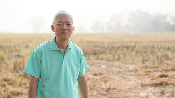 Asiatische Senioren Mit Ihrem Bauernhof Nach Der Ernte Ende Der — Stockfoto