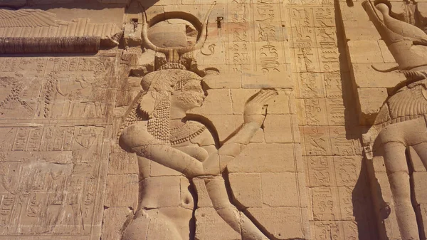 Egypt Philae Temple Hieroglyphic God Engraved Beautiful Historic Art Aswan — Stock Photo, Image