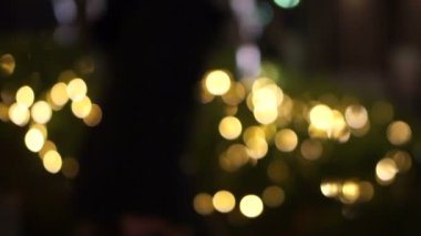 Tokyo Park 'taki Noel ışığı süslemesi bulanık görüntü