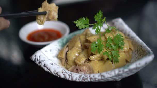 Hände Essen Chinesisches Essen Betrunkene Hühner Mit Essstäbchen — Stockvideo