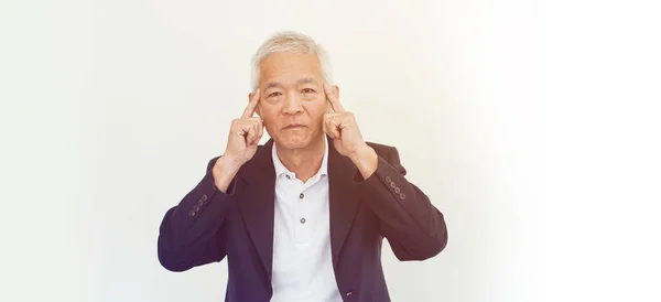 Asian Senior Elder Business Owner Man Angry Frustread Stress Mistake — Stock Photo, Image