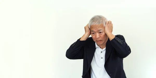 Asian senior elder business owner man angry frustread stress for mistake and problem