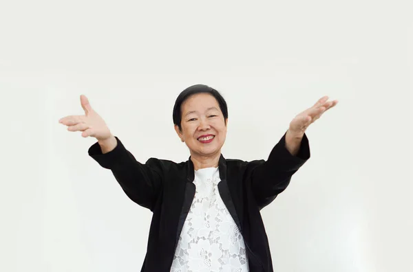 Happy Smart Working Woman Asian Senior Elder Professional Success Work — Stock Photo, Image