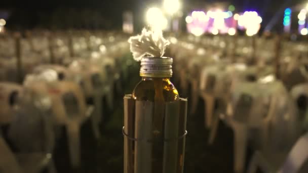 Tajska Lokalna Lampa Olejowa Wykonana Benzyny Zestawu Szklanych Butelek Lokalnego — Wideo stockowe