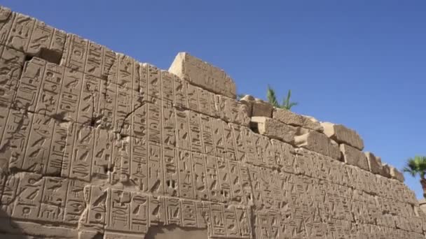 Den Stora Karnak Inscription Gamla Egyptiska Stora Hieroglyfiska Vägg Karnak — Stockvideo