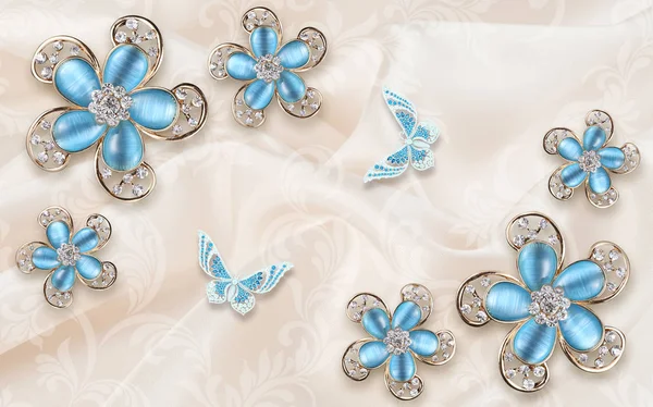 Tapeta Niebieski Kwiat Tło — Zdjęcie stockowe