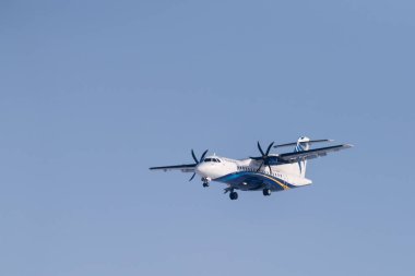Novosibirsk, Rusya - 18 Şubat 2018: Atr 42-500 Vq Bkp Nordstar havayolları Tolmachevo Uluslararası Havaalanı'nda açılış öncesi.