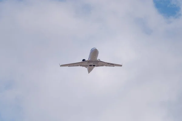 Novosibirsk Rusko Dubna 2018 Bombardier 600 2B16 Challenger 604 Arkasair — Stock fotografie