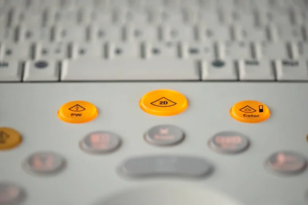 Teclado Con Botones Gris Naranja Panel Control Dispositivo Ultrasónico Moderno —  Fotos de Stock