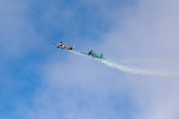 Novosibirsk Ryssland Augusti 2018 Två Yak Flygplan Utför Programmet Vid — Stockfoto