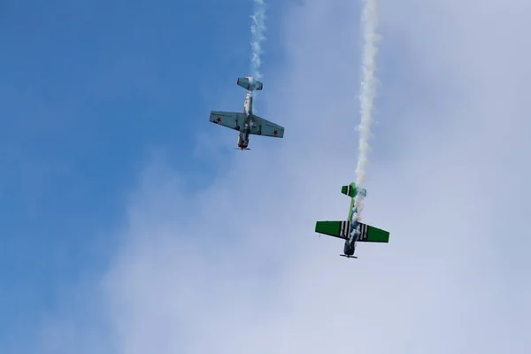 Novosibirsk Ryssland Augusti 2018 Två Yak Flygplan Utför Programmet Vid — Stockfoto