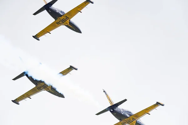 Nowosibirsk Russland August 2018 Kunstflugteam Russ Auf Flugzeug Albatross Führt — Stockfoto